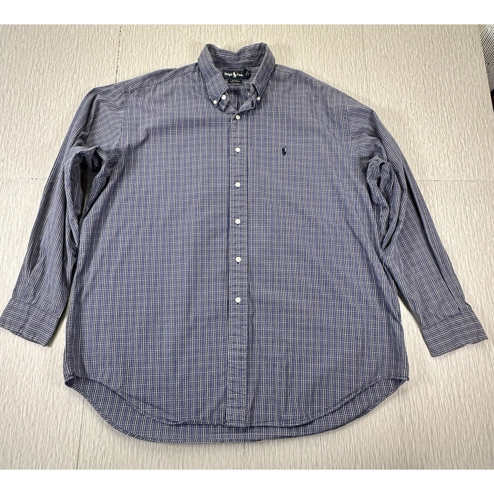 Polo Ralph Lauren Men's Blake Shirt XL Blue Plaid Button Down Long Sleeve